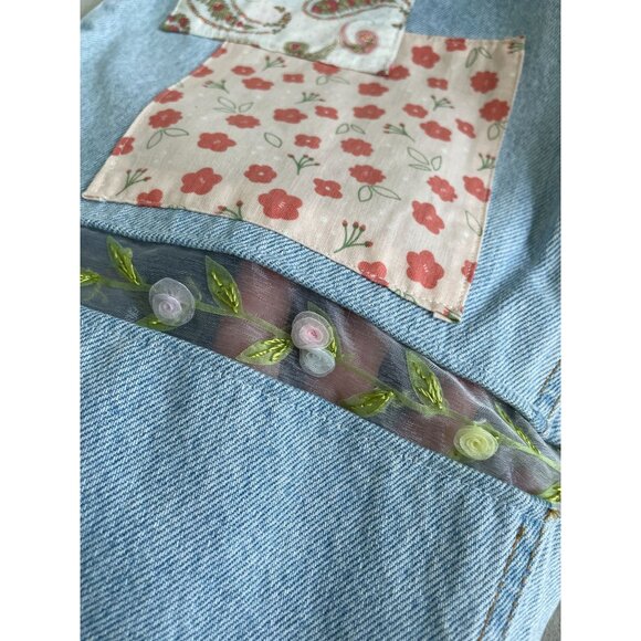 VTG Custom Patchwork LEVIS Jeans Angelina Vanelli Boho Embellishments Design - Picture 5 of 16